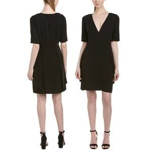 BCBGMAXAZRIA Women's Esmerelda Shift Dress V-Neck Short Sleeve Size 0 Black